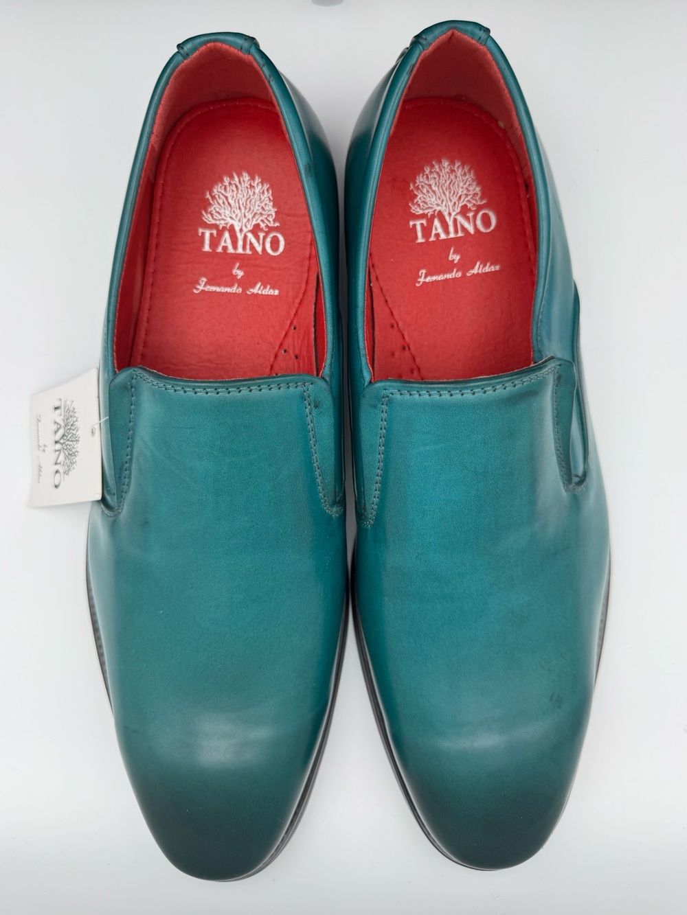Taino by Fernando Aldaz "Abel" Loafers in Olive Teal Green Slip On Men's Size 11